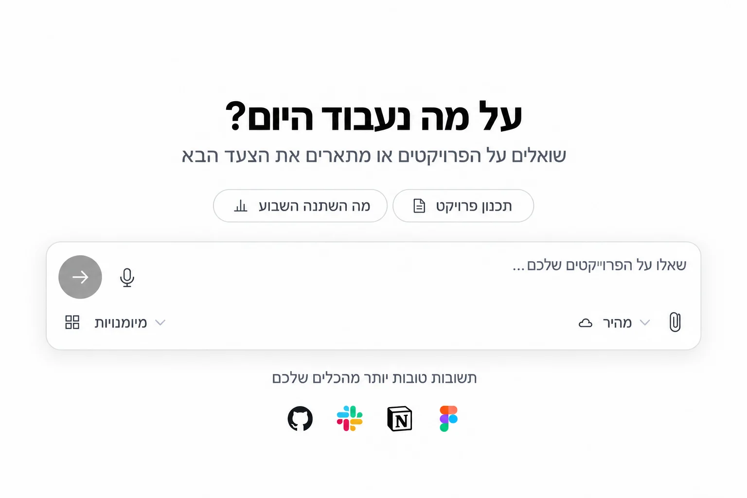 העבודה מתחילה בשיחה אחת — תצוגת מוצר עם נתוני דוגמה