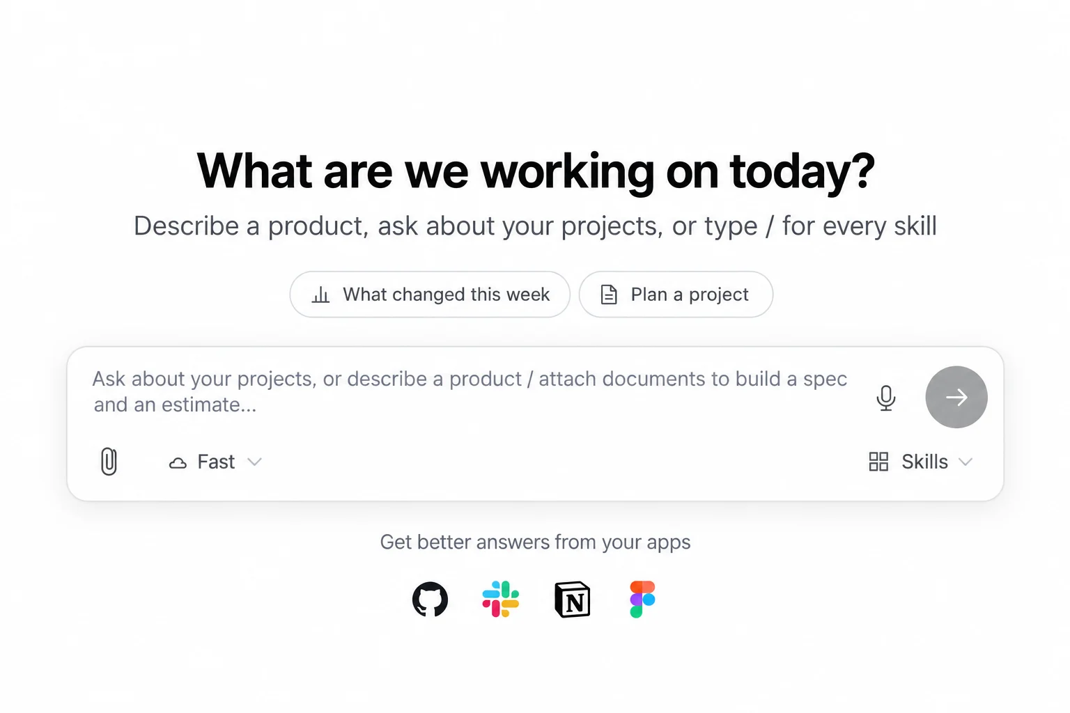 Your work starts in one conversation — product view with example data
