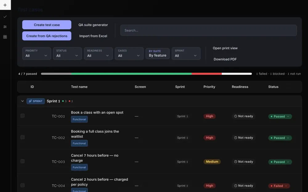 Test cases and quality checks in Mifrat — example project