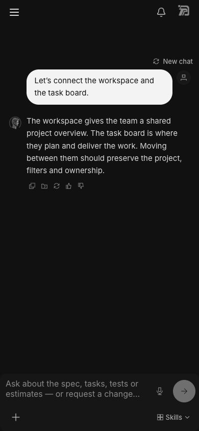 Mifrat specification chat on mobile — example project